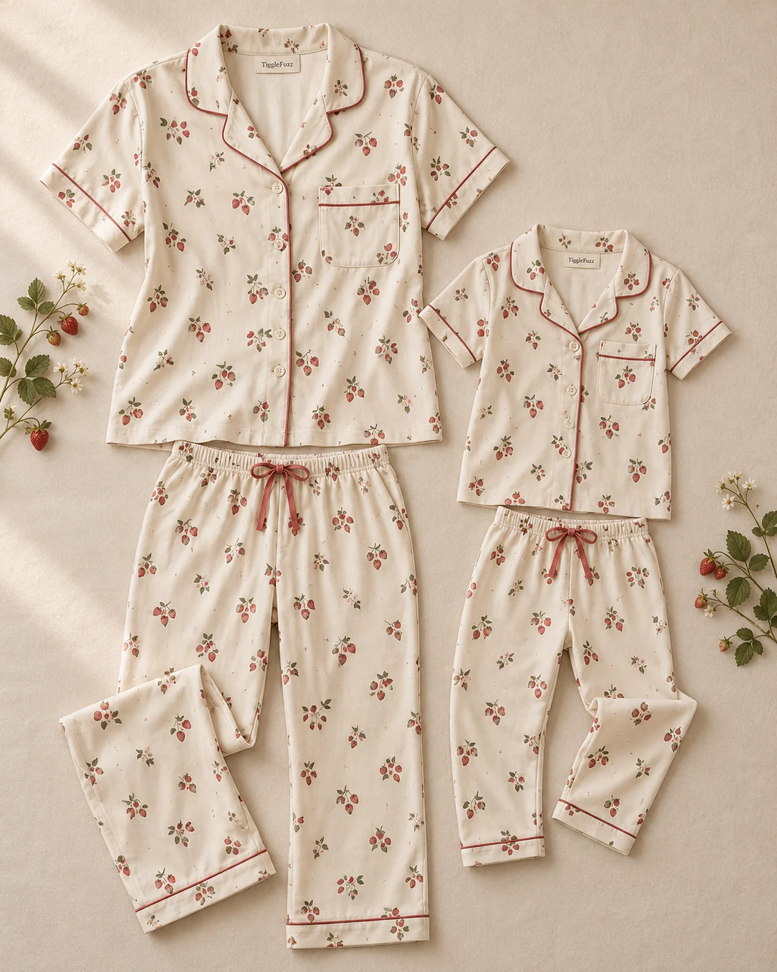 Strawberry Morning — TiggleFuzz pajama design imagery