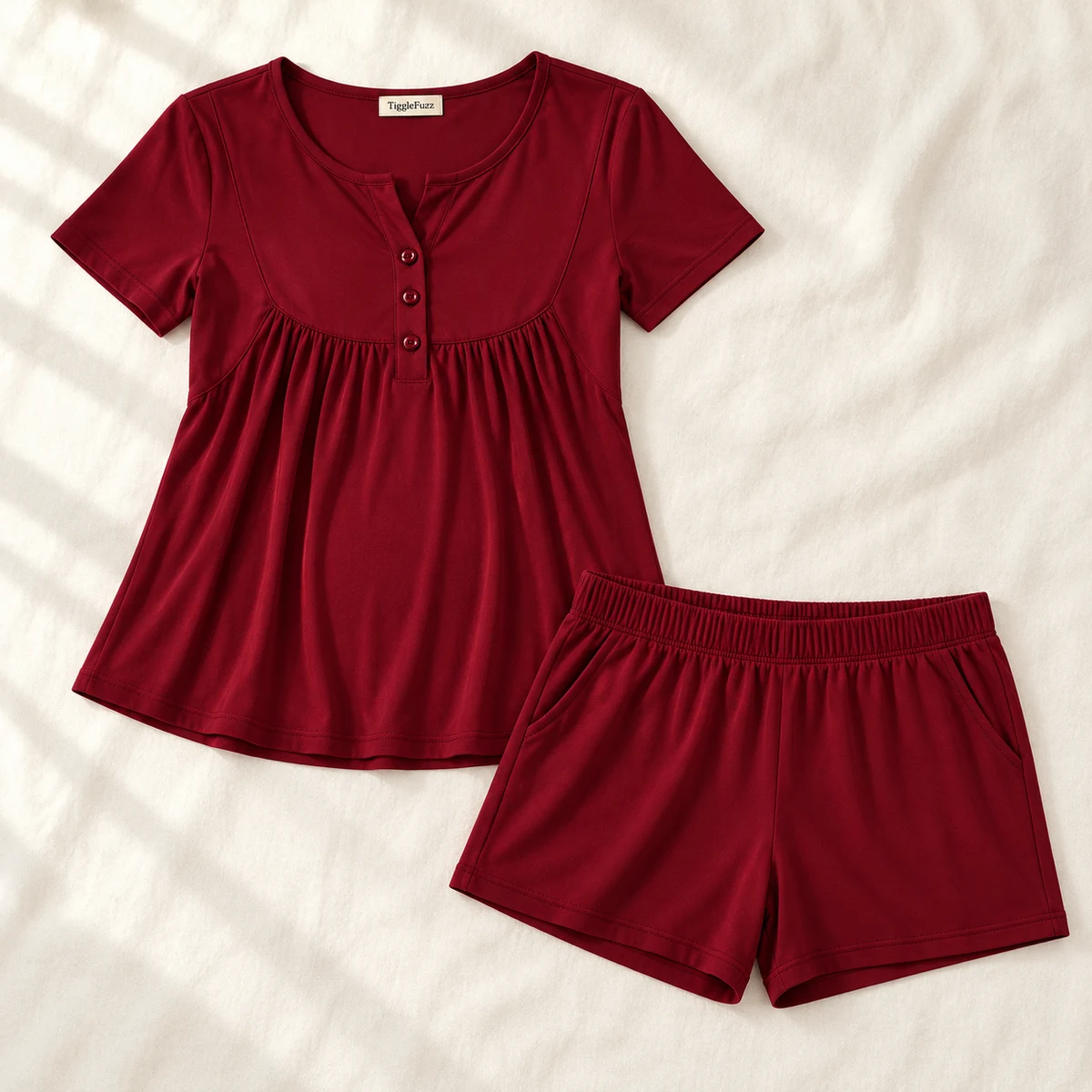 Ember Henley Maternity Short Set — TiggleFuzz Maternity design imagery