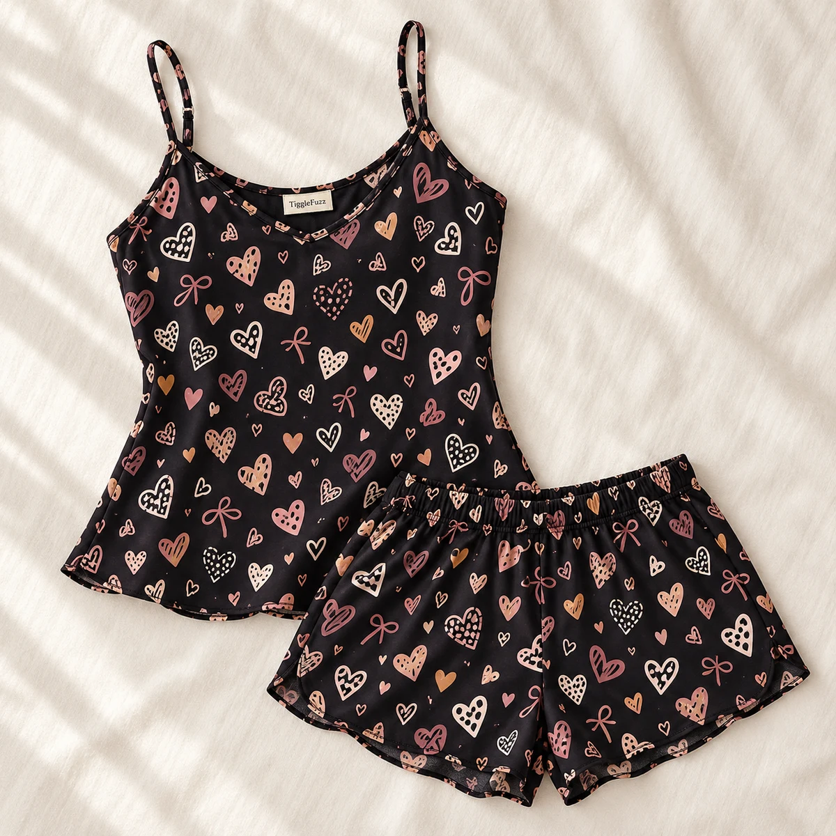 Heart Notes Cami Set — TiggleFuzz Pajama sets design imagery