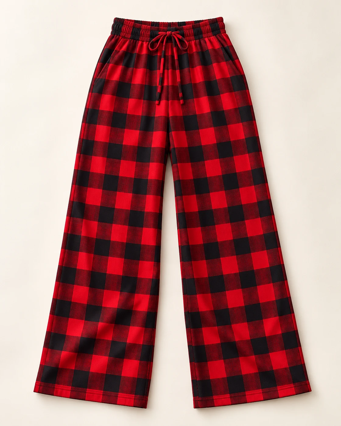 Fireside Check Wide-Leg Pants — TiggleFuzz Lounge pants design imagery