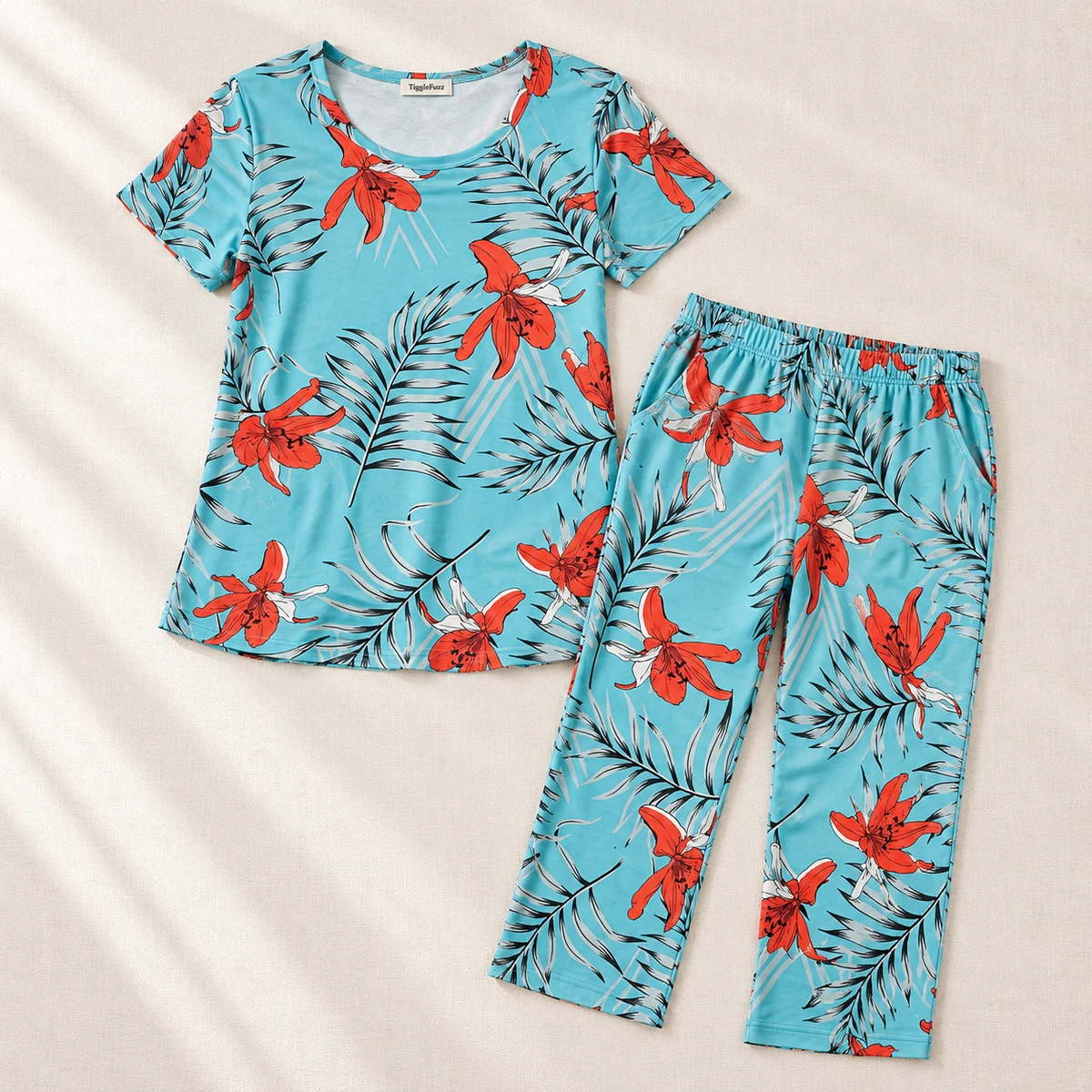 Coastal Botanical Capri Set — TiggleFuzz Pajama sets design imagery