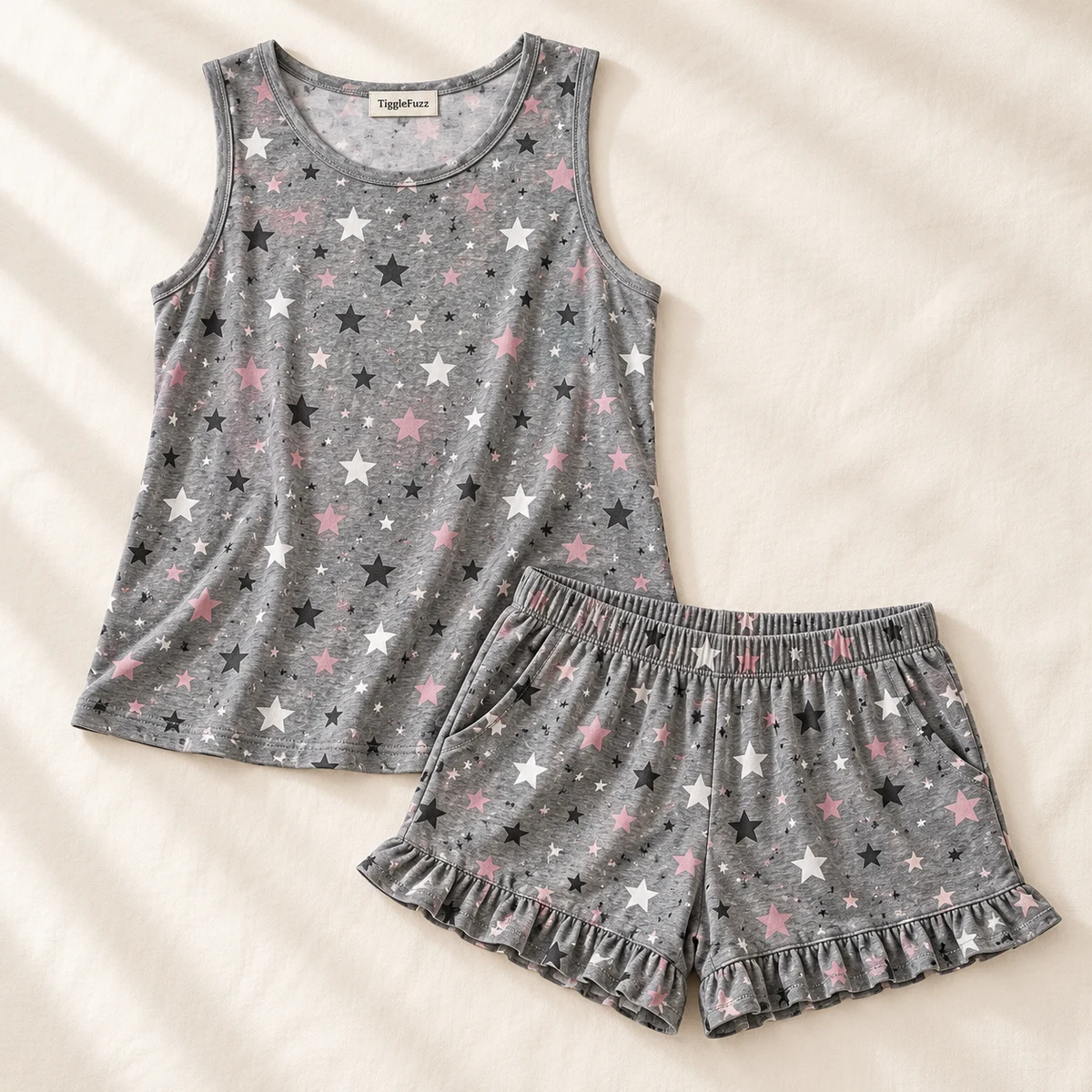 Starry Ruffle Short Set — TiggleFuzz Pajama sets design imagery