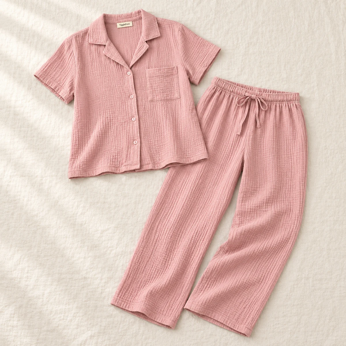 Blush Notch Long Set — TiggleFuzz Pajama sets design imagery