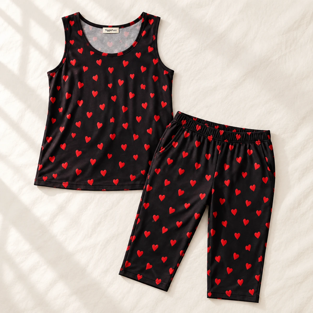 Midnight Heart Capri Set — TiggleFuzz Pajama sets design imagery